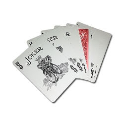 Joker Deck, schwarz-weiß, Bicycle Rote Rückseite