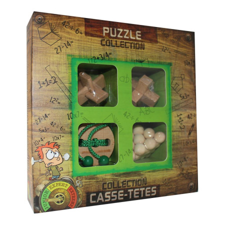 Wooden Puzzle Collection Junior, 4 Geduldspiele aus Holz in Geschenkbox